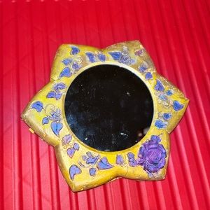 Gold yellow purple rose mirror decor